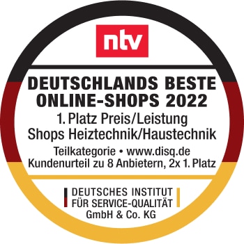 1.Preis im Preis-Leistungsverhältnis Haustechnik Heiztechnik Bester Onlineshop Deutschlands 2022 von NTV